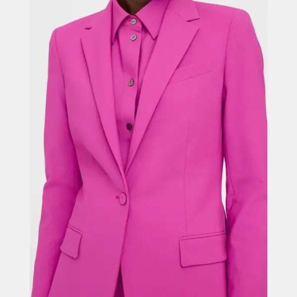 Theory Staple Blazer Womens 0 Carnation Pink Traceable Wool Career‎ Office NEW